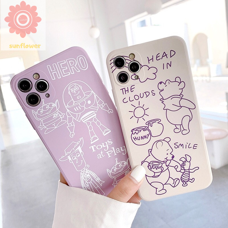 Toy Story Cute Cartoon Case iPhone 116 6s Plus 7 8 11Pro Max 7plus 8plus  iPhone X XR XS MAX SE Winnie the Pooh Liquid Silicone Straight Cube Cover