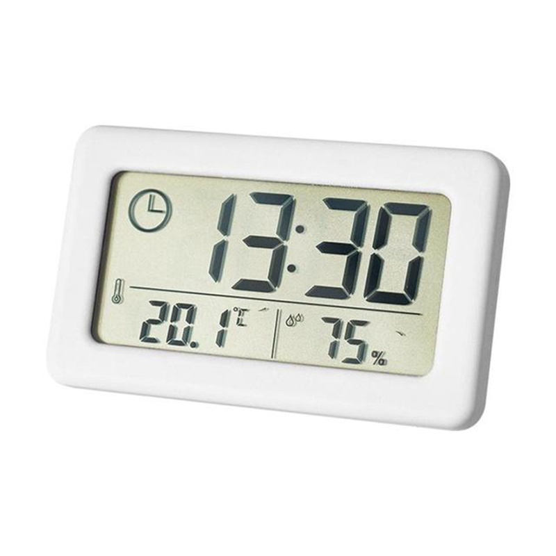Đồng hồ điện tử màn hình LED kỹ thuật số để bàn có lịch và đèn nền cho nhà ở/văn phòng - màu trắng