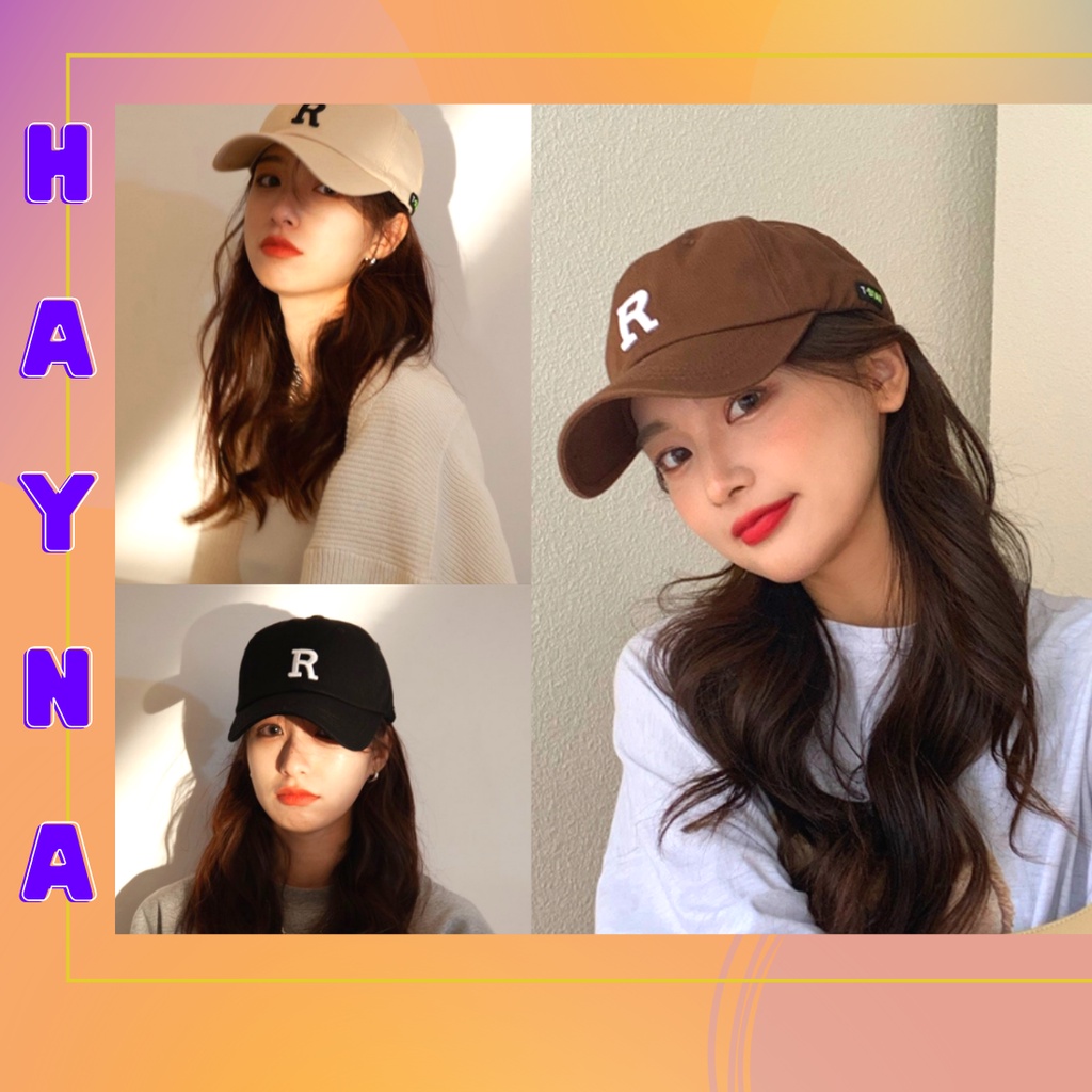 Mũ lưỡi trai chữ R, nón kết chữ R chất liệu cotton, đứng form unisex phong cách thời trang, M42 - Hayna Hats