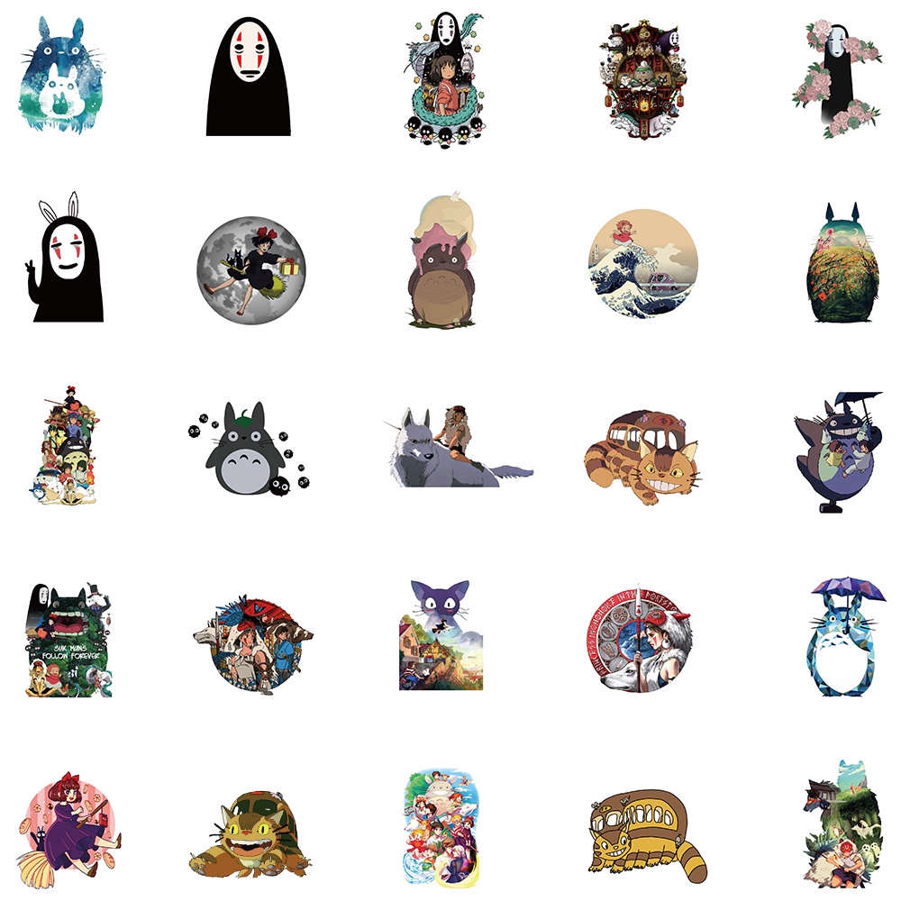 Set 50 miếng dán In194 cao cấp , Sticker dán chống thấm nước - 6-8CM - Totoro