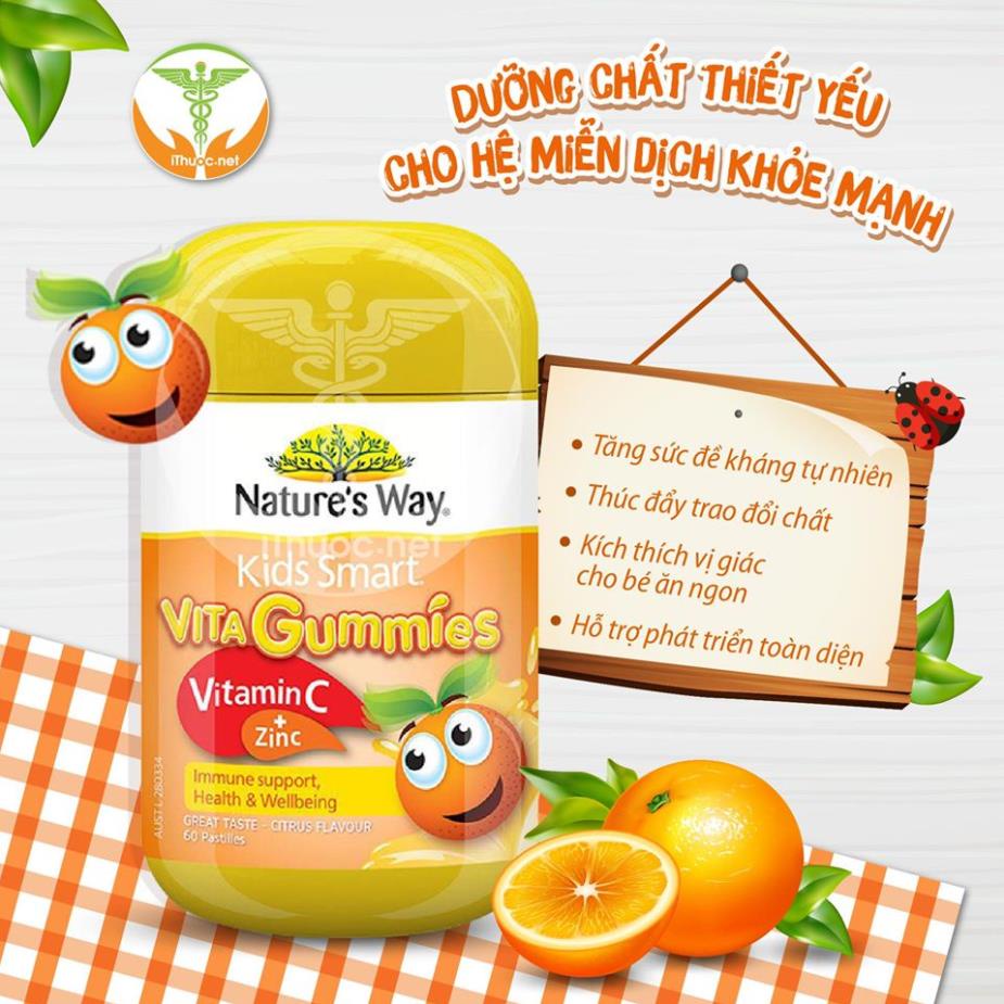 Kẹo Kẽm Vitamin Nature's Way Kids Smart Gummies Vitamin C + Zinc