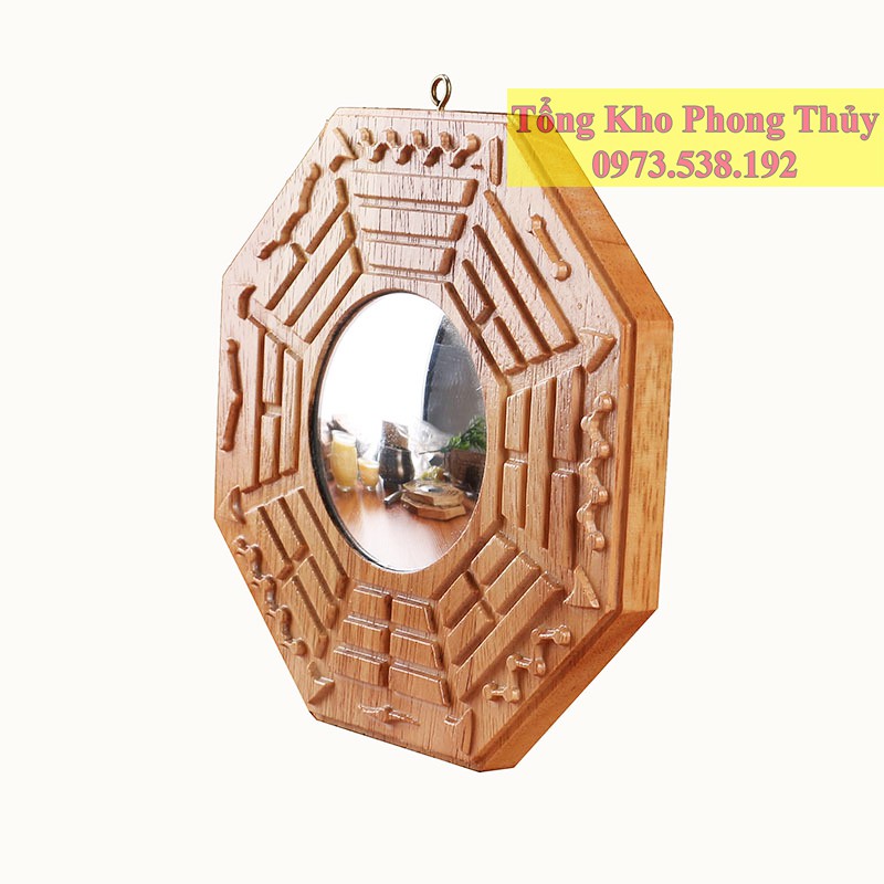 Gương Bát Quái Gỗ Đào Lồi