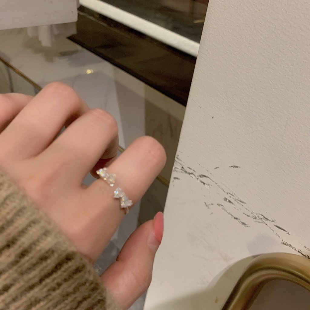 Nhẫn Hở Hình Tam Giác Đính Đá zircon Thời Trang Cho Nữ