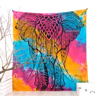 [HÀNG NHẬP ẤN ĐỘ XỊN] Khăn treo tường trang trí hình voi 210cm x 240cm 100% cotton in thủ công