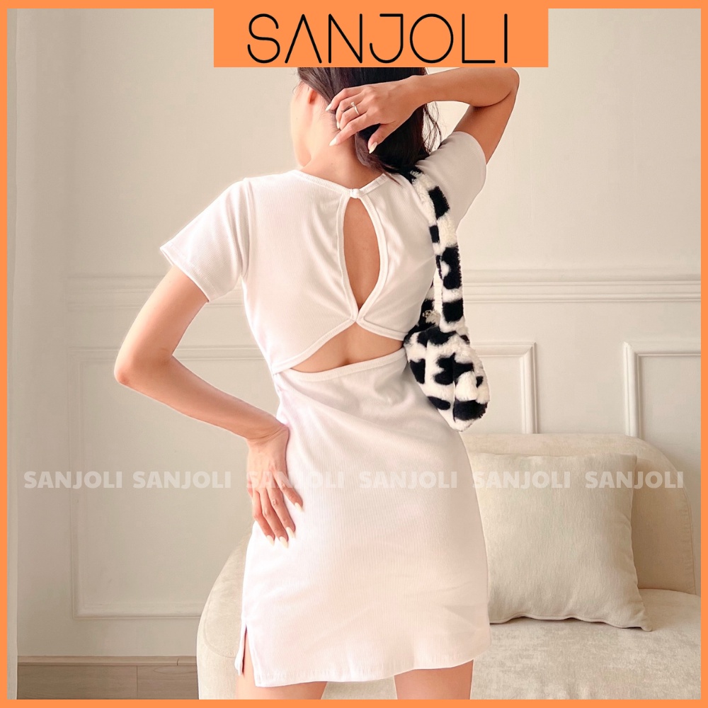 Váy Body Sexy SANJOLI Đầm Body Hở Lưng Thiết Kế Khoét Eo Chất Thun Gân Sexy Tay Ngắn Đi Tiệc Sang Trọng VD065 | BigBuy360 - bigbuy360.vn