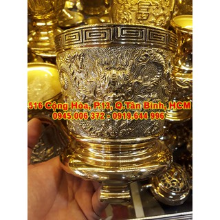 Bát hương ống size 3, đồng vàng cao cấp vĩnh Tiến
