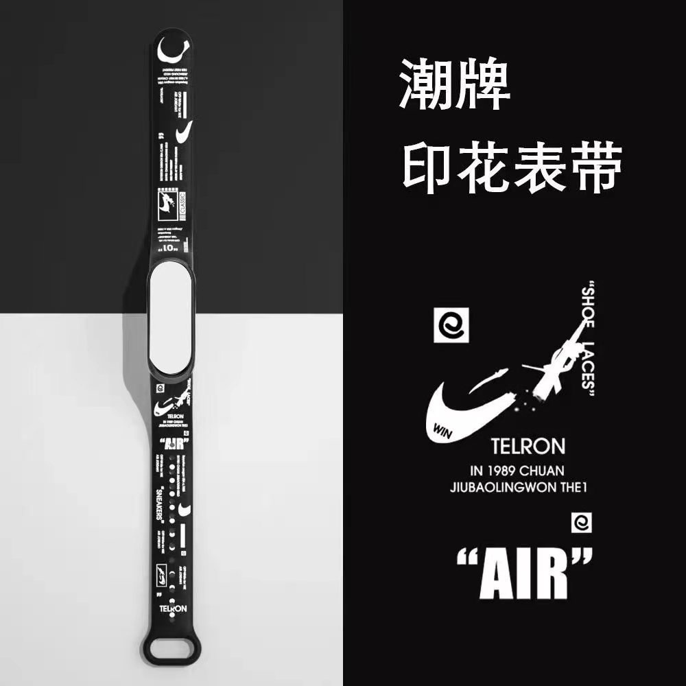 Dây đeo thay thế chất liệu silicon thiết kế nhiều lỗ họa tiết hoạt hình thời trang cho Xiaomi Mi Band 3 4 5 6