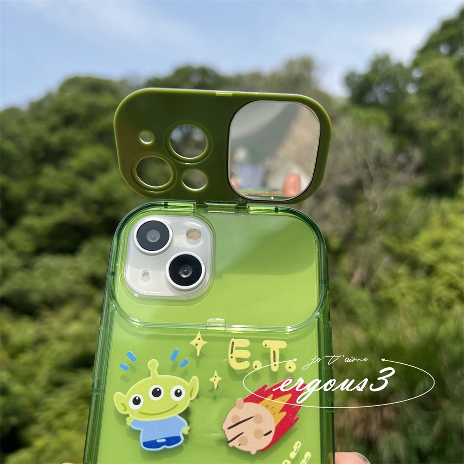 Ốp Điện Thoại Mềm Họa Tiết Người Ngoài Hành Tinh Có Gương Soi Cho iPhone 13 12 11 Pro Max X XR Xs Max