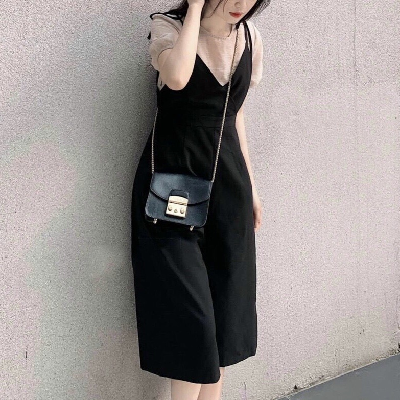 SET YẾM ĐEN CỘT VAI + ÁO VOAN NUDE - ST0632