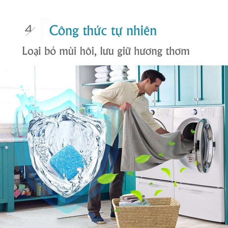 Combo 12 viên tẩy vệ sinh máy giặt, Khử mùi, Làm sạch, Tẩy sạch cặn bẩn lồng giặt
