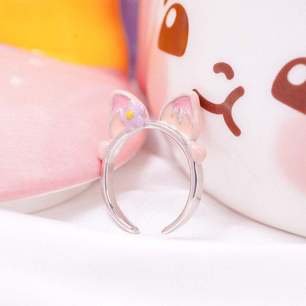 Nhẫn Hở Hình Tai Thỏ Hoạt Hình Đáng Yêu Trang sức Thời trang Cá Tính Hàn Quốc