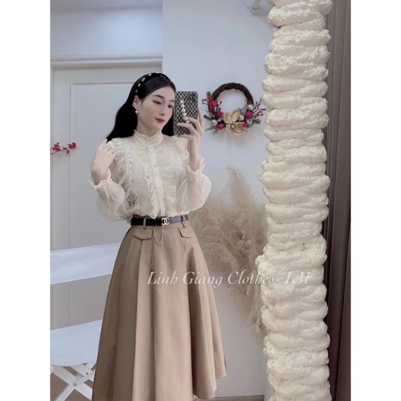 Áo Sơ Mi Bèo Ngọc Xếp Ly Tiểu Thư