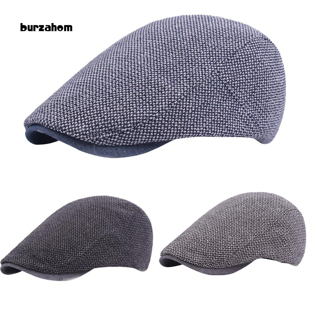 Mũ nồi phẳng vải cotton màu trơn thiết kế cổ điển trông lịch lãm cho nam