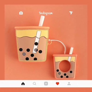 Vỏ Bảo Vệ Hộp Sạc Tai Nghe Airpods Hình Ly Trà Sữa Sáng Tạo