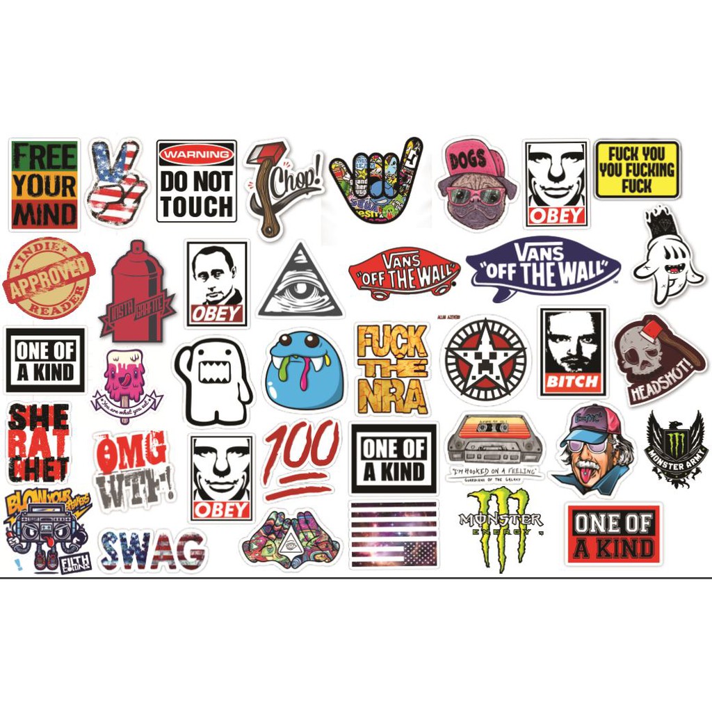 Hình dán ngầu Vali, xe, barber shop, Mũ bảo hiểm , macbook, đàn, tường..