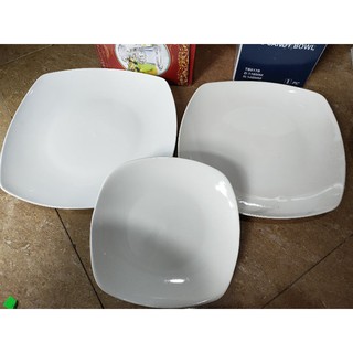 bộ bát đĩa sứ trắng tổng 23 món
