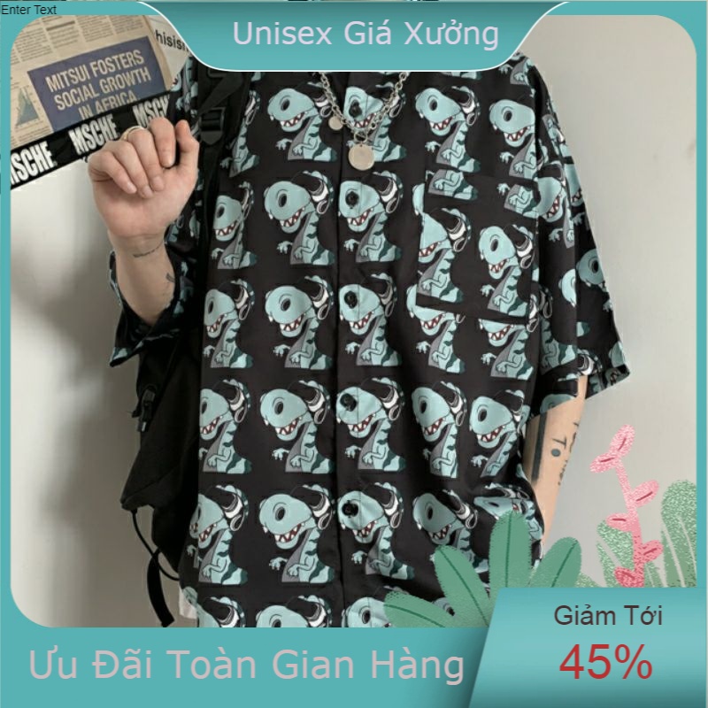 Áo Sơ Mi Tay Ngắn Unisex Cổ Bẻ Phong Cách Hàn Quốc Freesize
