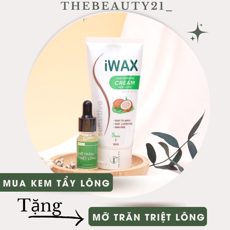 Kem Tẩy Triệt Lông Toàn Thân Iwax 150ml + Mỡ Trăn Triệt Lông 10ml