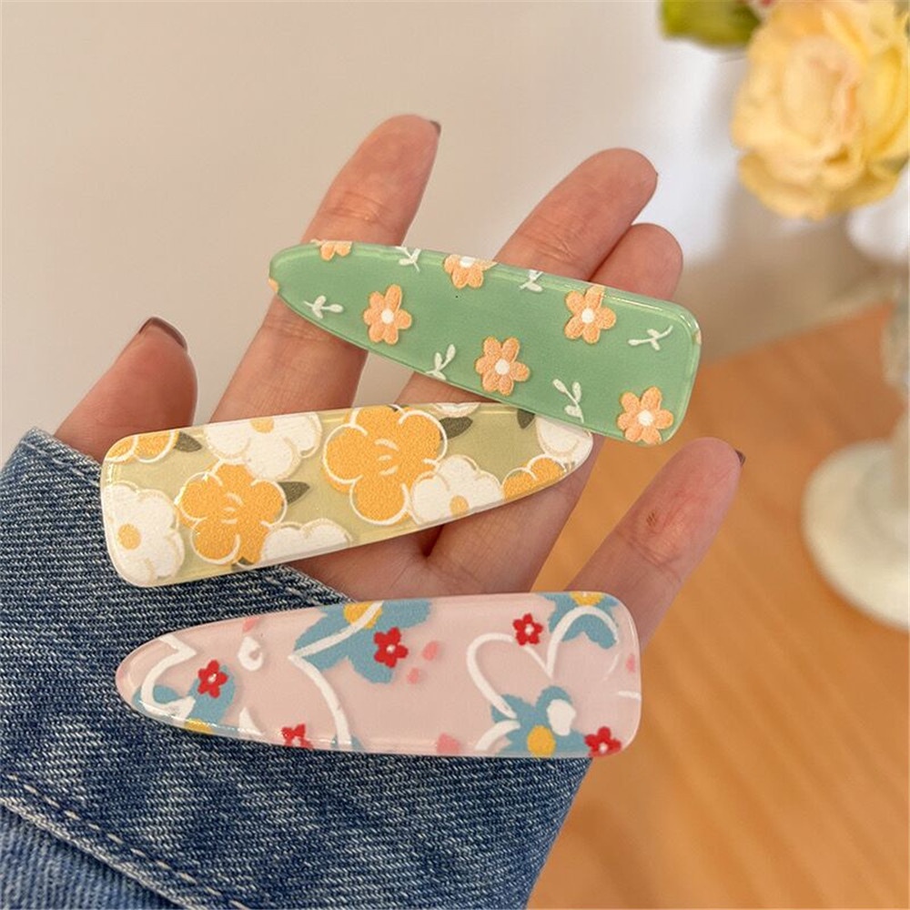 Bộ 2 Kẹp Tóc Hình Giọt Nước Họa Tiết Hoa Đáng Yêu Cho Bé Gái