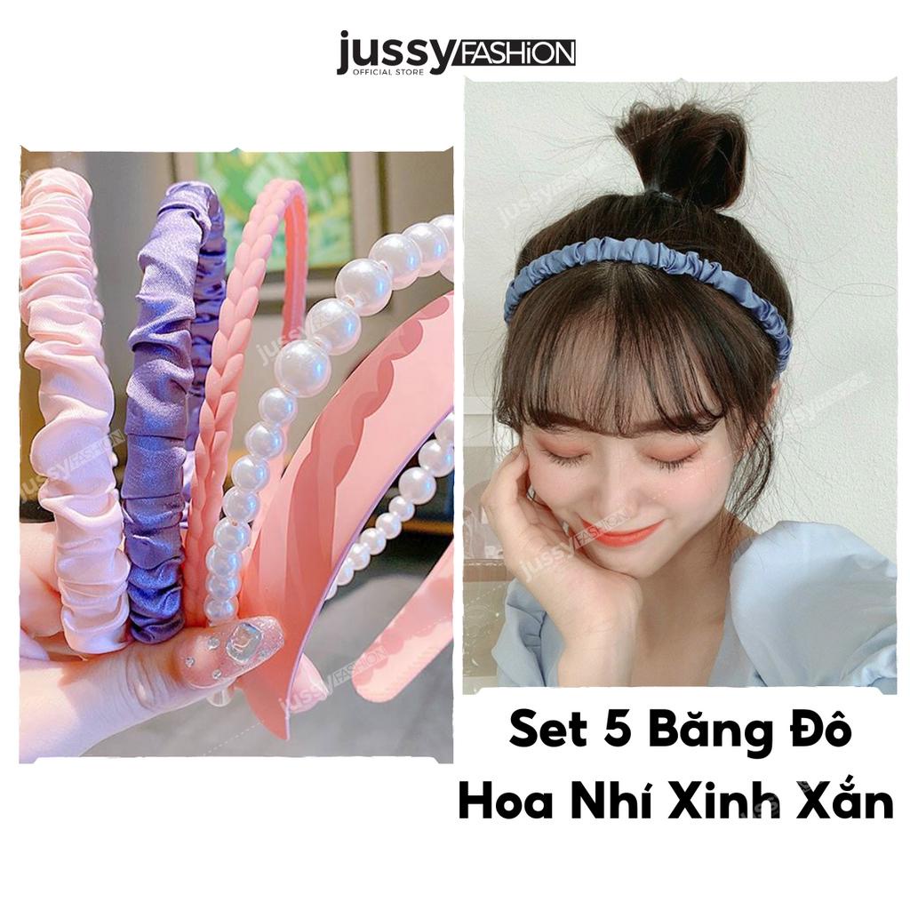 Set 5 Băng Đô Hoa Nhí Xinh Xắn Nhiều Mẩu Ngẫu Nhiên Jussy Fashion Kiểu Bờm Tóc Phong Cách Vintage Nhiều Màu Hot Trend
