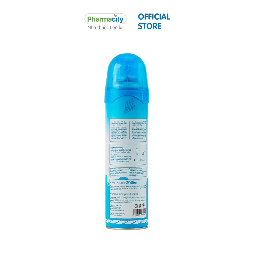 Bình xịt Pharmacity cầm tay chứa oxy tinh khiết  Oxy Blue 98%(158g)