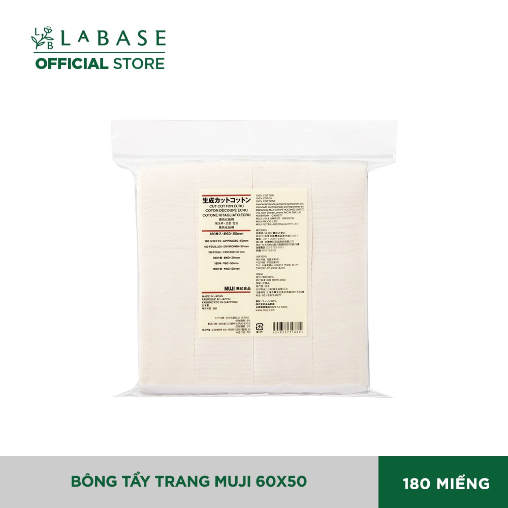 [Mã SKAMPUSH9 giảm 10% đơn 200K] Bông tẩy trang Muji 180 miếng 60x50