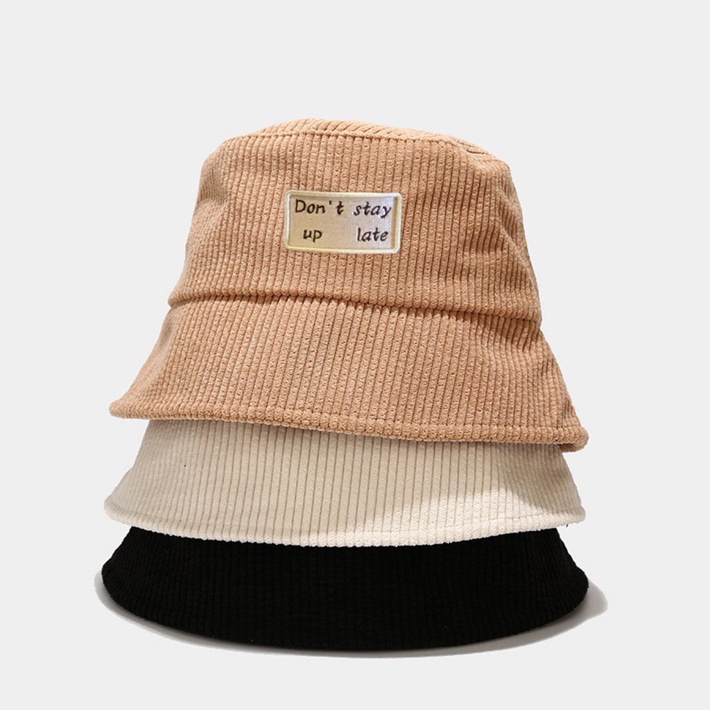 Mũ Bucket Nón Tai Bèo Vành Cụp Nhung Gân Dont Stay Up Late Nhiều Màu Sắc Ulzzang Form Unisex Nam Nữ - Hazo