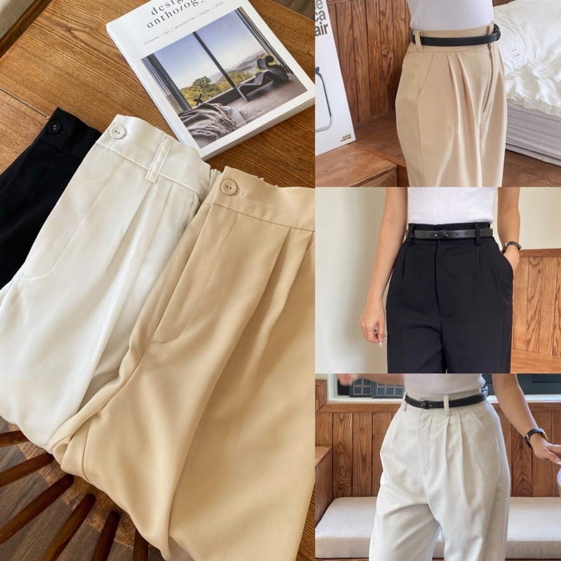 QUẦN SUÔNG NỮ - HEEBYOHI - Cạp Cao Dáng Hàn Quốc Có Chun Phía Sau