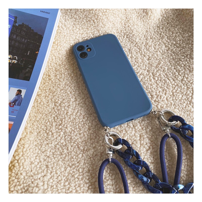 Ốp Xích Dây Đá Cẩm Thạch Đeo Ngang Cho iPhone 15 14 13 12 11 Pro Max XR X XS 7 8 Plus Vỏ Bảo Vệ Camera Vỏ Chống Sốc