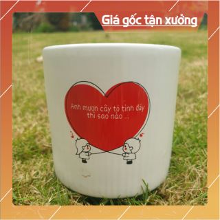 [GIÁ SIÊU RẺ] Chậu cây sứ mini in hình dễ thương. Chậu cây men mát. Phù hợp trồng nhiều loại cây.