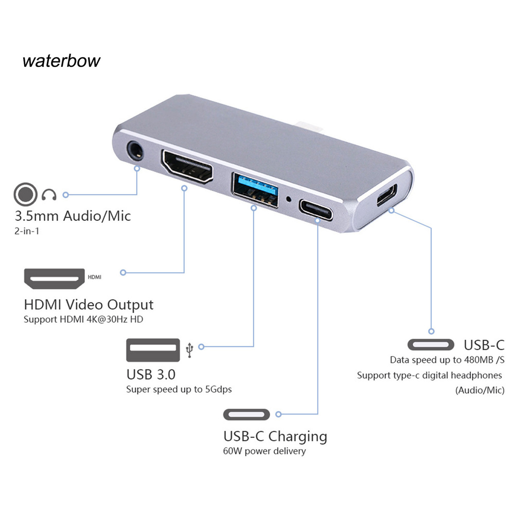 ww 5-in-1 USB-C Hub to HDMI-compatible 4K Type-C Docking Station Converter Adapter for Nintendo Switch Mobile Phone