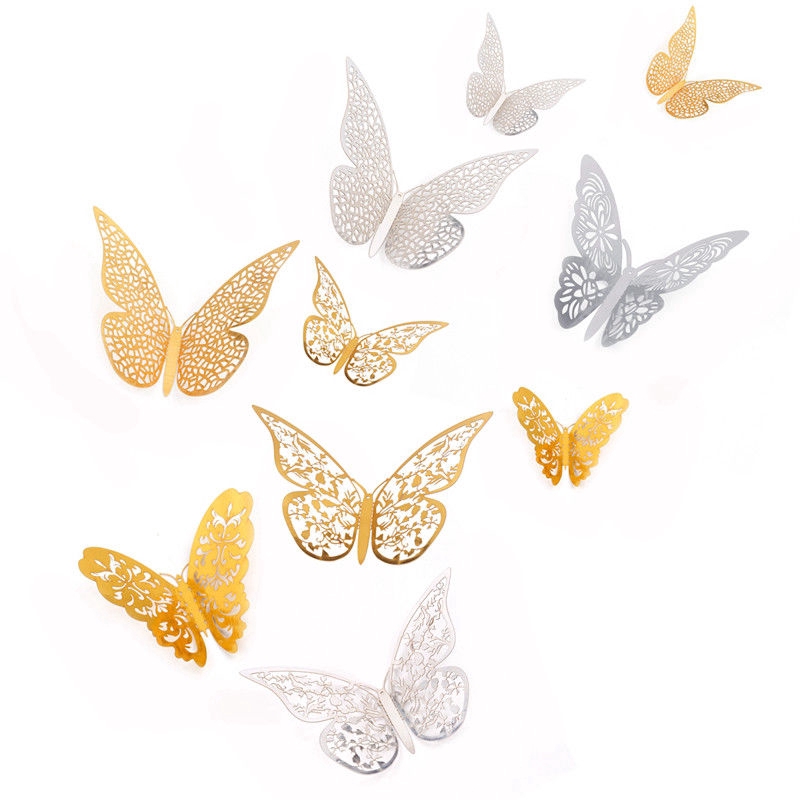 12 Sticker dán tường họa tiết 3D hình con bướm dùng trang trí phòng cho trẻ nhỏ