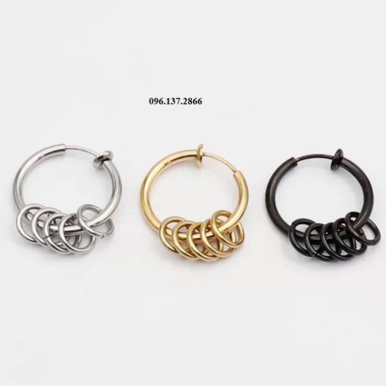 dcgr DCGR ( PL5V) Khuyên tai inox tròn 5 vòng (nam - nữ) ( dcgr )
