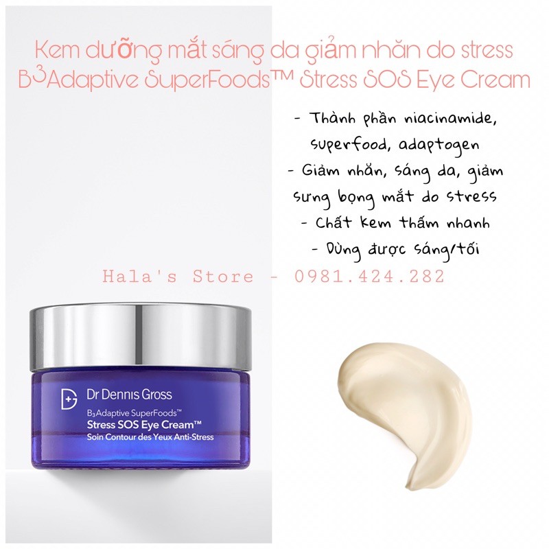 Dr. Dennis Gross ✨ Kem dưỡng mắt B³Adaptive SuperFoods™ Stress SOS Eye Cream™