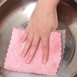 Set 10 Khăn Lau 2 Mặt Họa Tiết Hoa Quả 25x25cm Siêu Thấm Hút Nước - Khăn Lau Lông Cừu San Hô Siêu Thấm