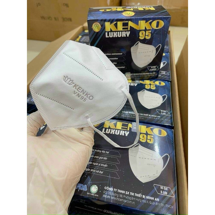 1 hộp Khẩu Trang 3D _ 5 LỚP_ KENKO Mask VN95 (Không Van) _ chống bụi mịn PM 2.5 sẵn hàng màu trắng bảo vệ sức khỏe