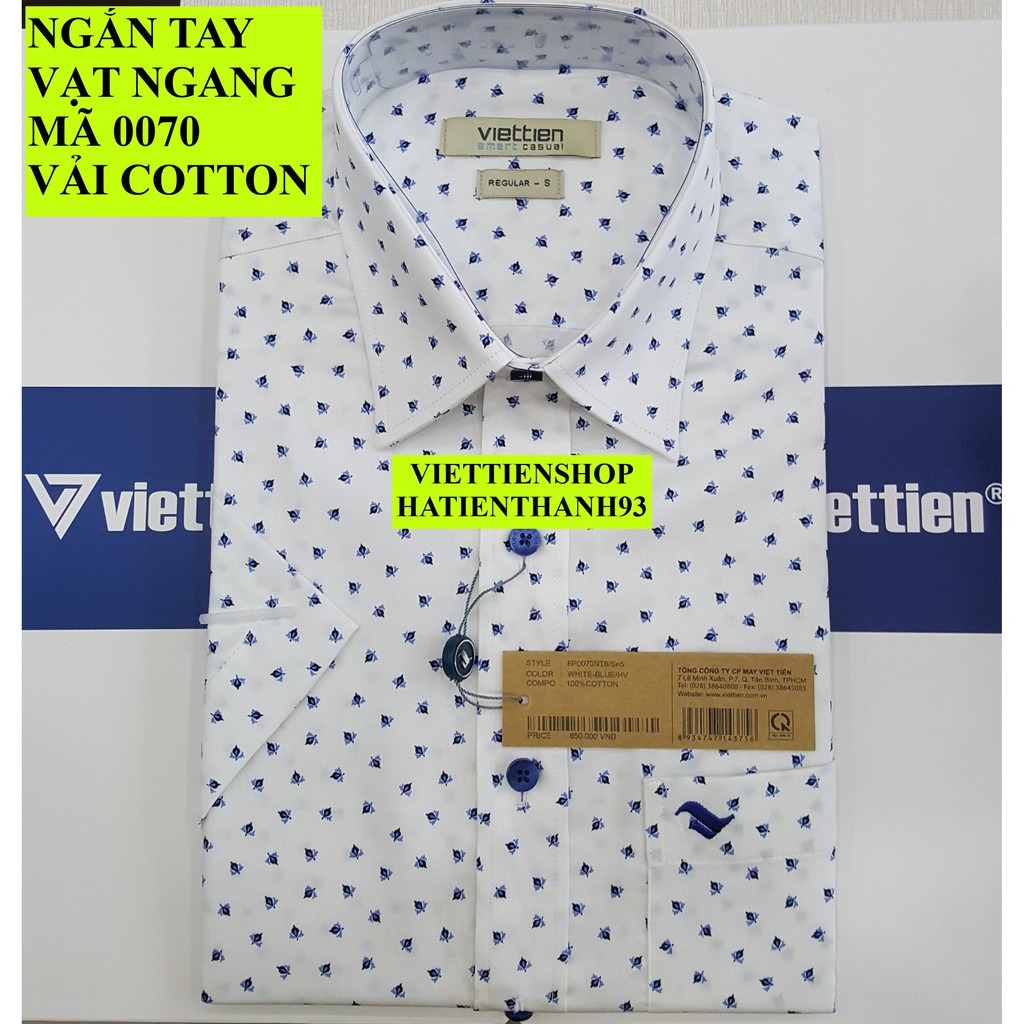 (0070 Sn) ÁO SƠ MI VIỆT TIẾN NGẮN TAY VẠT NGANG