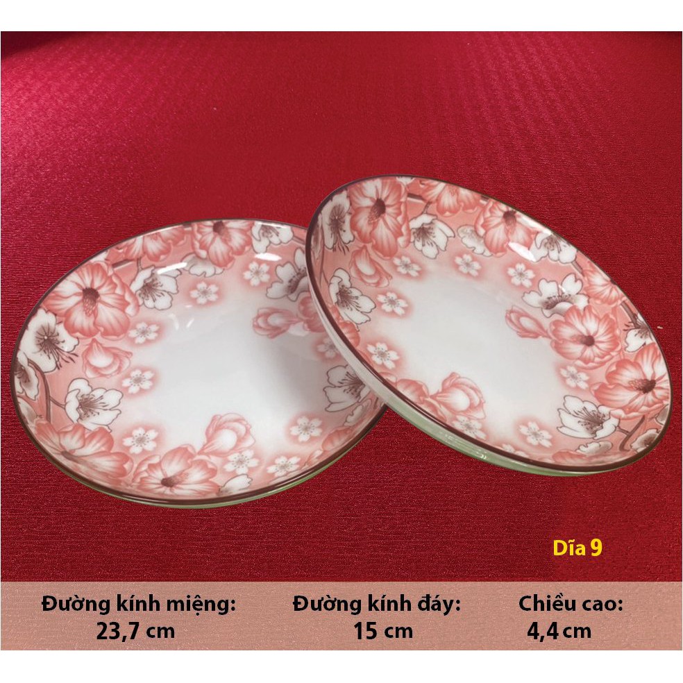 Đĩa  sứ Bát Bảo, đường kính 9" 4D03,  Sản phẩm bằng sứ bền, đẹp, rẻ, Since_1977
