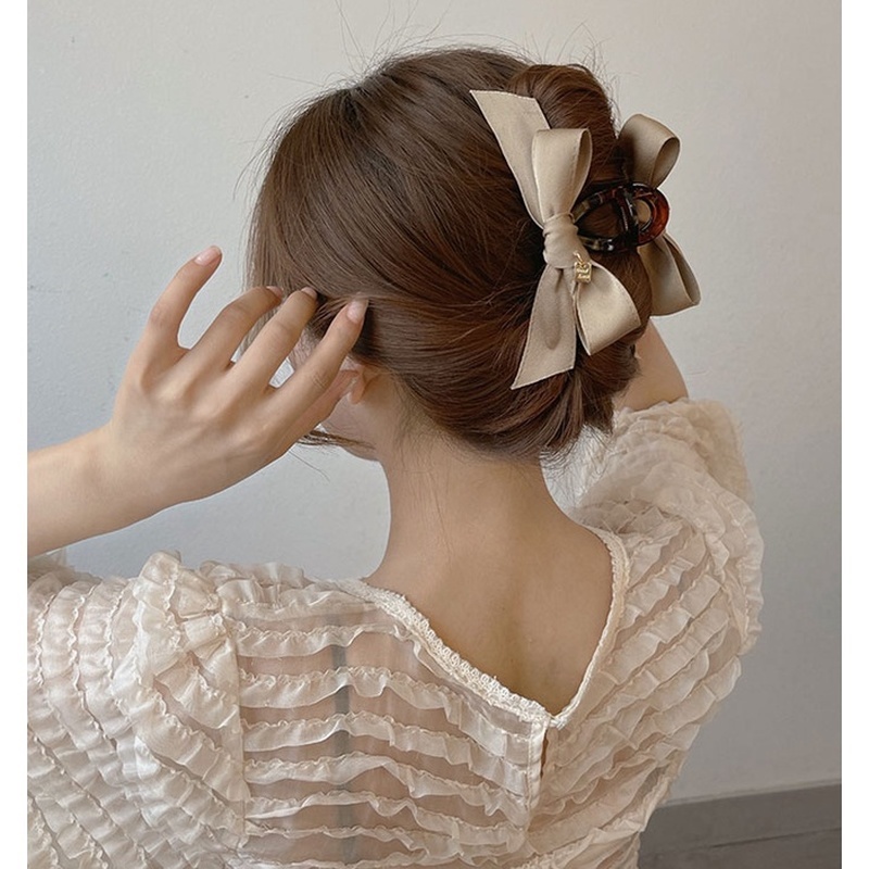 Kẹp Tóc Nơ Lớn Bằng Vải Acrylic Thời Trang Hàn Quốc
