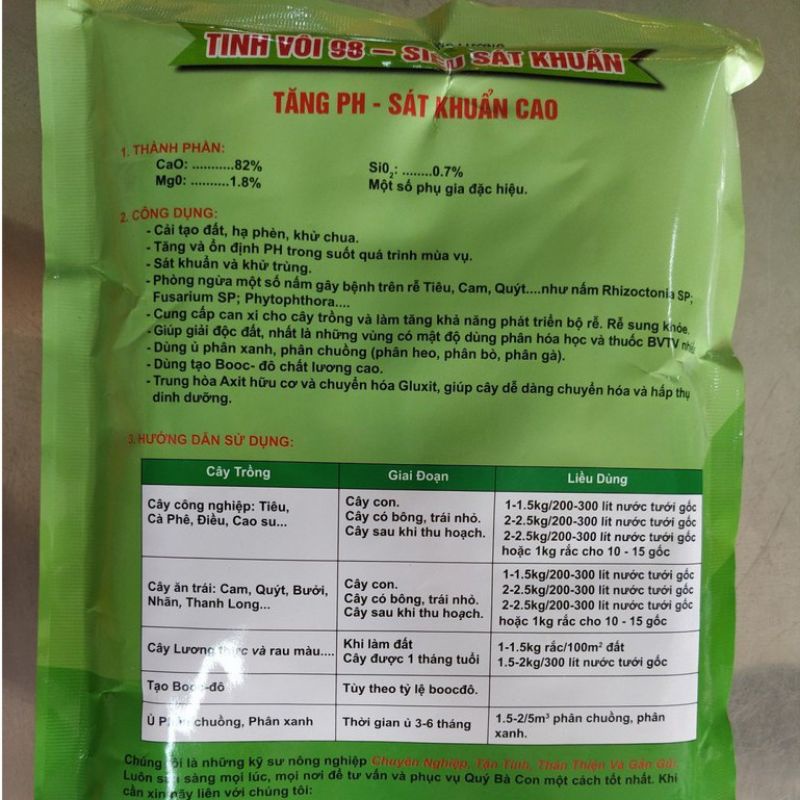 Vôi nông nghiệp Siêu Sát Khuẩn Cải Tạo Đất