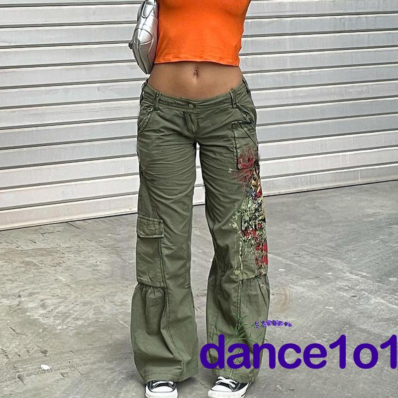 Quần dài lưng cao vừa phải có túi in họa tiết thời trang cho nữ