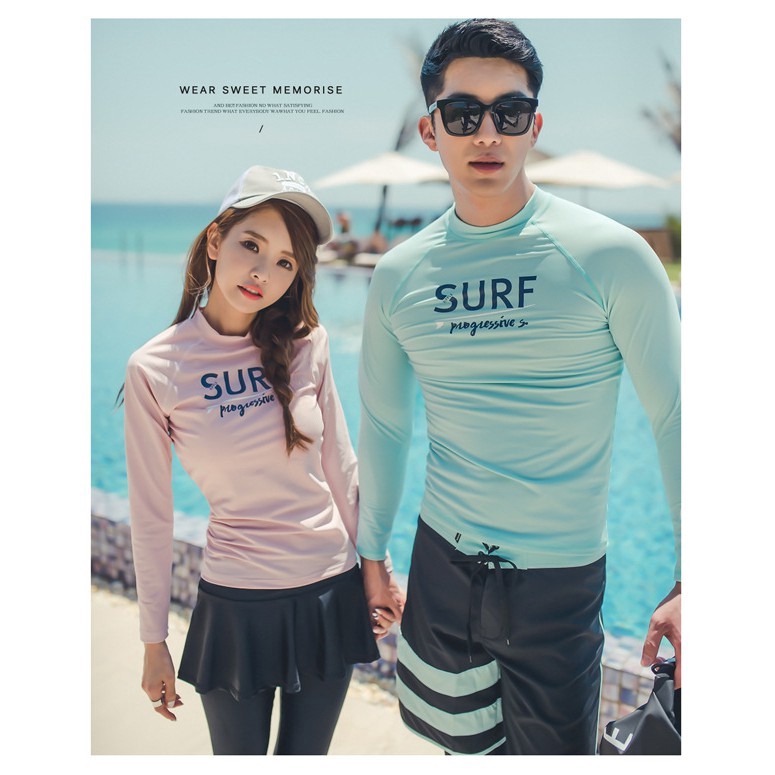 Couple diving matching jellyfish clothing long-sleeved beach pants