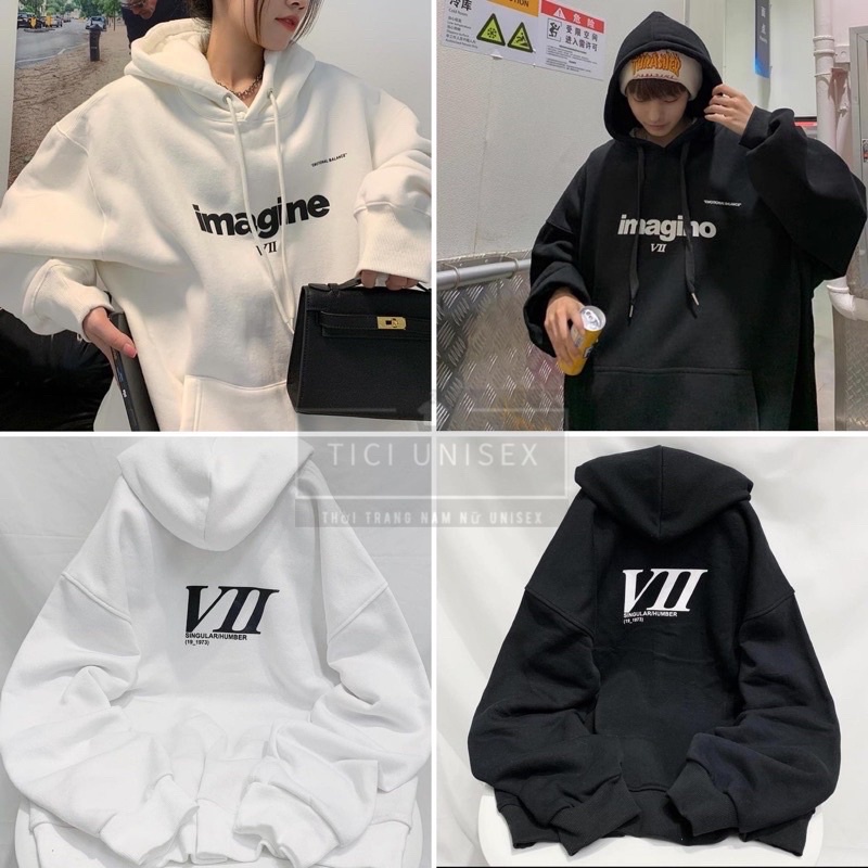 Áo hoodie unisex nam nữ nỉ thêu “ Imagine“❤ [Video thật tại Shop] Áo nỉ bông unisex chất nỉ siêu mịn cực ấm