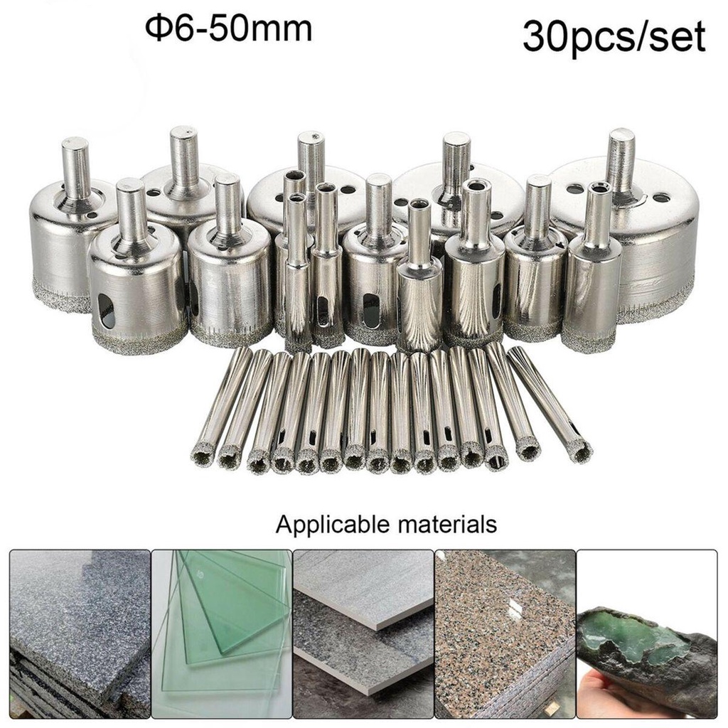 Set 30 Lưỡi Cưa Lỗ Kính Đá Hoa Cương / Sứ / Gạch Men