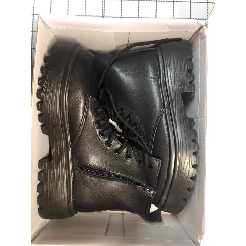 [ORDER] Giày Boots Nữ Khóa Kéo Buộc Dây Màu Đen Phong Cách Trẻ Trung Thời Trang🍒🍒