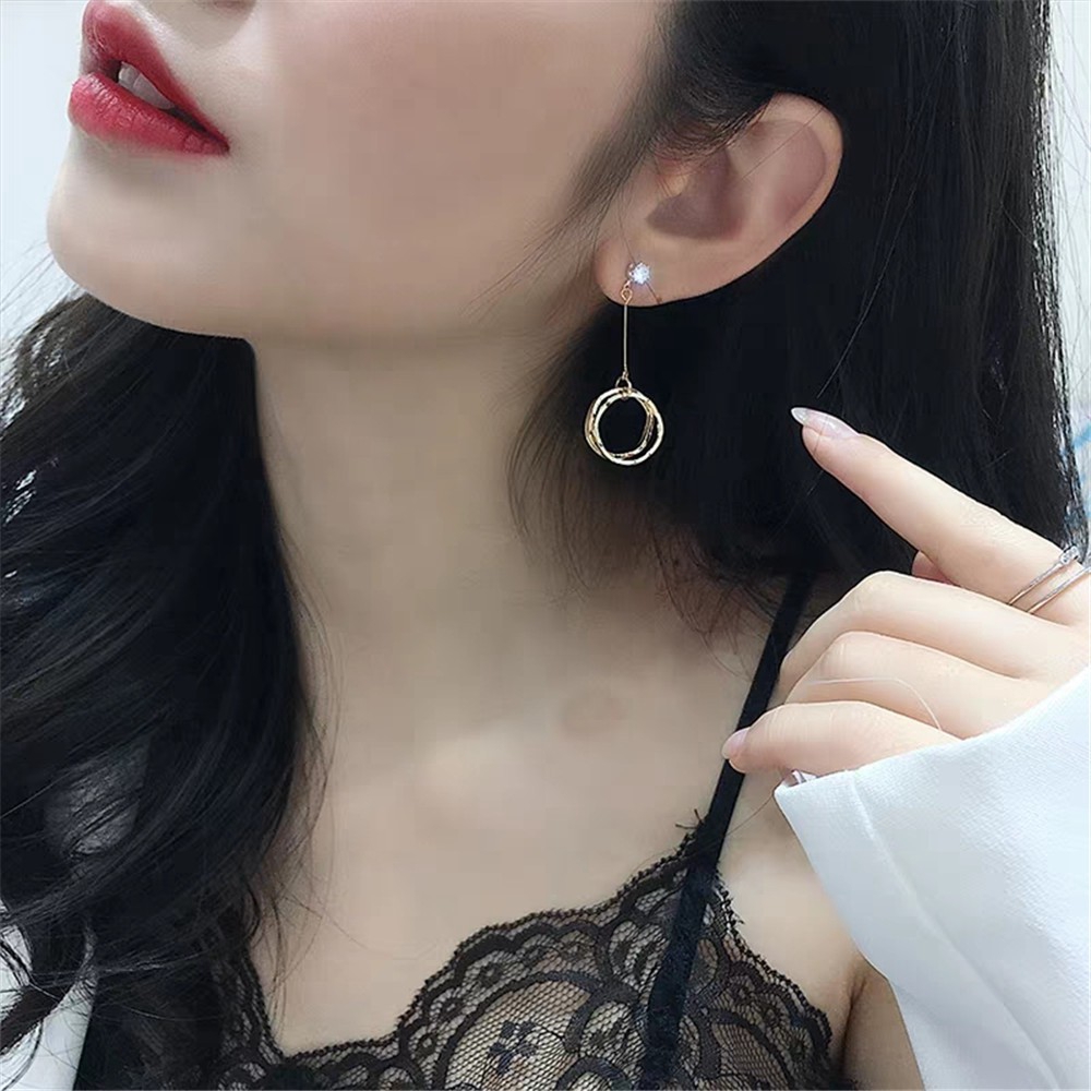 Hoa Tai Dáng Dài Đính Đá Nhân Tạo Thời Trang