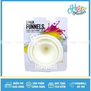 Phễu nhựa màu trắng có tay cầm bộ 3 cái uncle bills