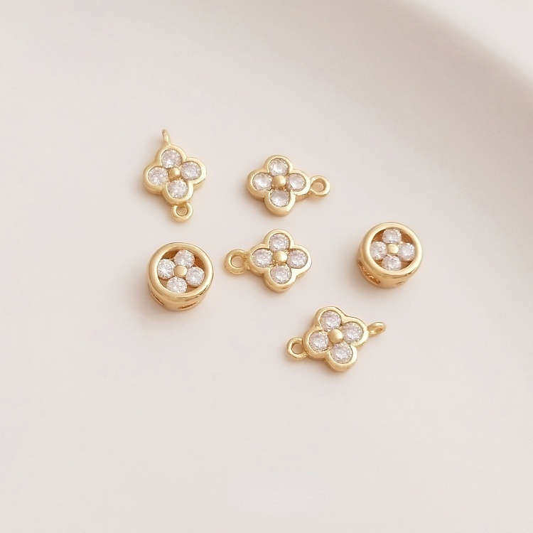 Dây Chuyền Mạ Vàng 14K Mặt Hình Cỏ Bốn Lá Đính Đá Zircon