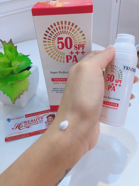 (AUTH_Korea)Kem chống nắng siêu bảo vệ da Super Perfect Sun Cream SPF50+/PA+++ AMICELL