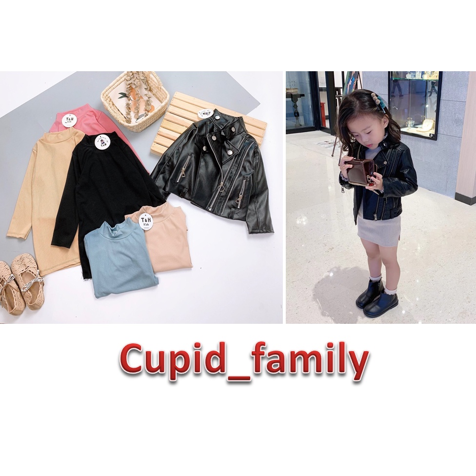 Set Áo da kèm váy body siêu sang chảnh cho bé gái - SADVB